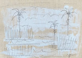 Palms Landscape on Linen 5.5x7.75