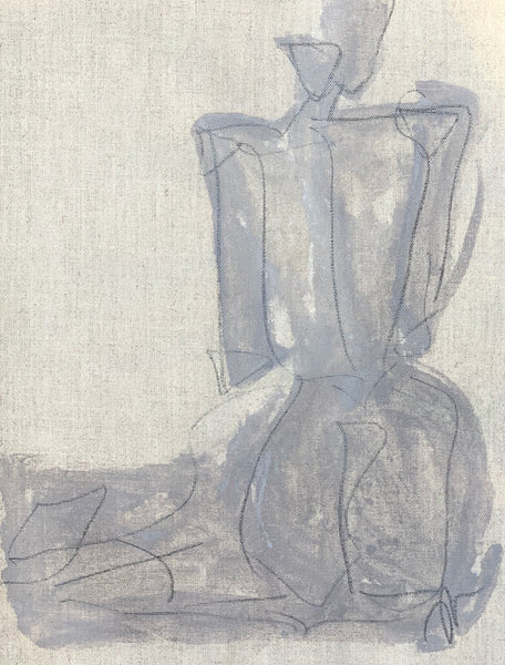 11x15 Figure Study on Linen - HALEY MATHEWES FINE ART original abstract art landscape figure figures landscapes Charleston artist unframed framed lucite gold watercolor charcoal canvas contemporary modern affordable classic