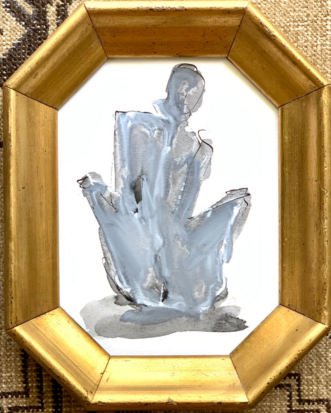 Eleanor in Beveled Gilt Frame - HALEY MATHEWES FINE ART original abstract art landscape figure figures landscapes Charleston artist unframed framed lucite gold watercolor charcoal canvas contemporary modern affordable classic